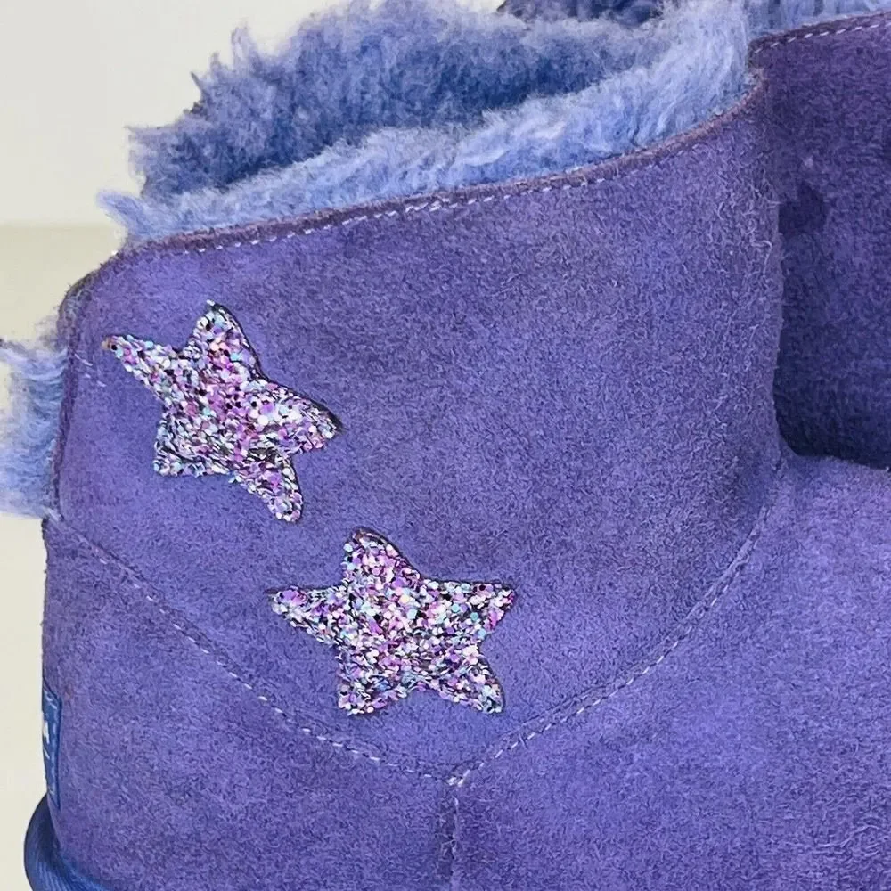 Ugg Koolaburra Star Mini Lined Sheepskin Boots Purple Kids Youth Size 4